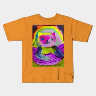 Purple Cat on a Pirates Boat Kids T-Shirt